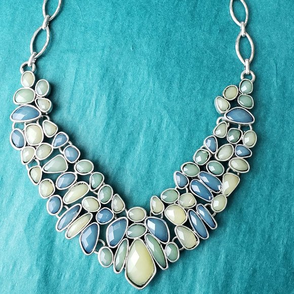 2/35$ Lucky brand silver tone statement bib necklace double sided - Picture 3 of 9